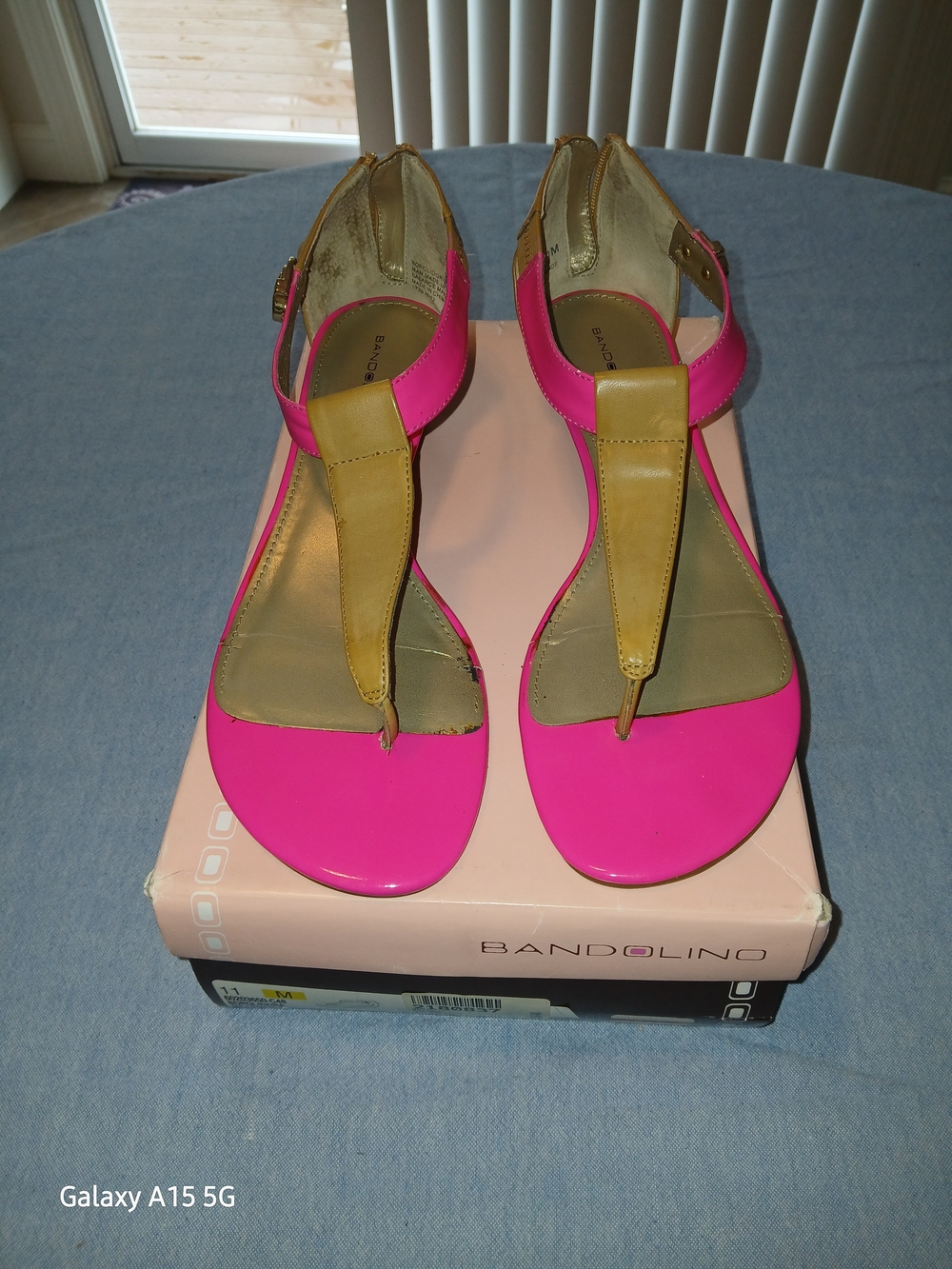 Bandolino Women's Pink and Tan T-Strap Sandals
